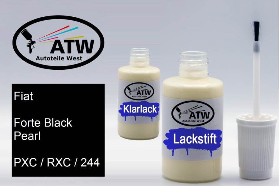Fiat, Forte Black Pearl, PXC / RXC / 244: 20ml Lackstift + 20ml Klarlack - Set, von ATW Autoteile West.